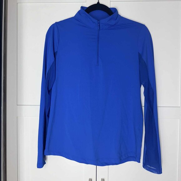 IBKUL Women Light Sweater Active Yoga Mesh long sleeve Blue SMALL - Picture 6 of 8